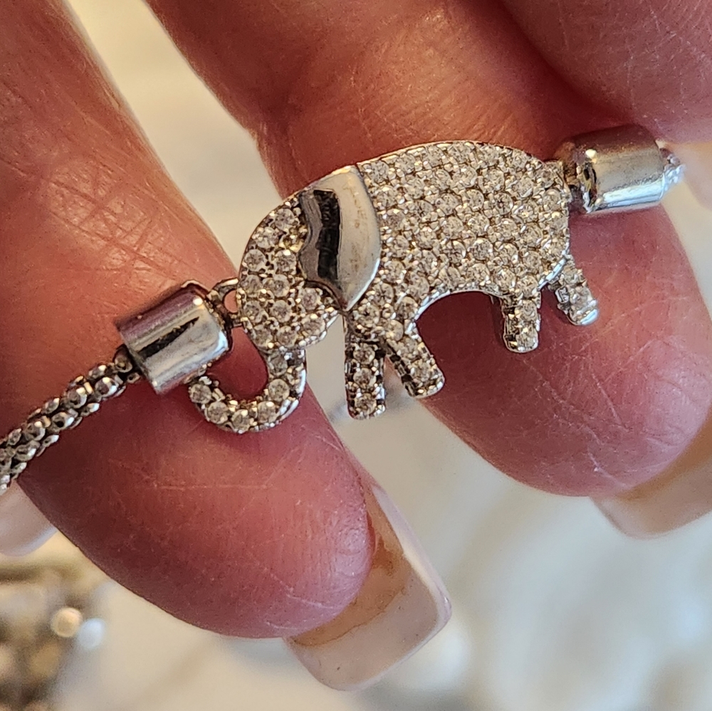 925 sterling silver elephant  bolo ( adjustable) bracelet